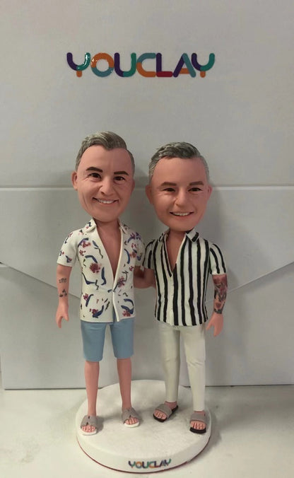 Figurines à tête branlante double entièrement personnalisables