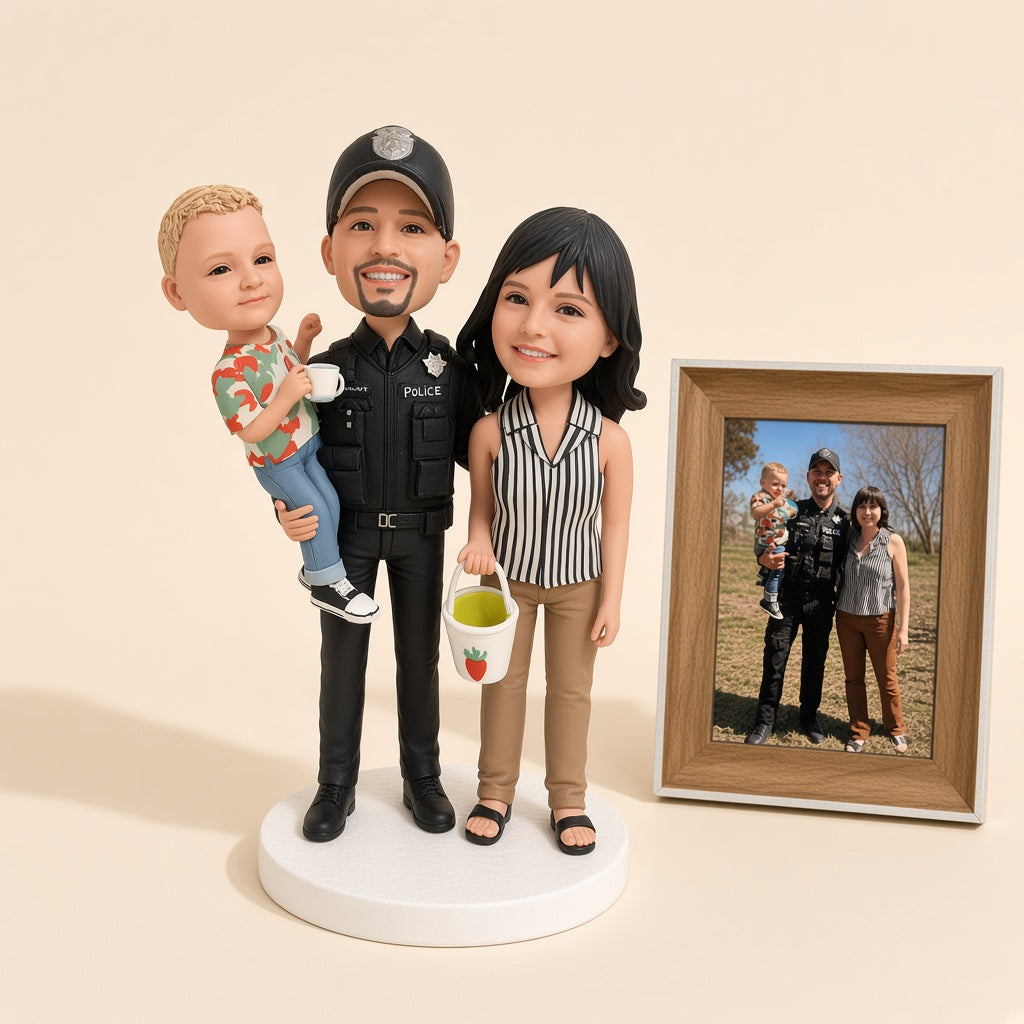 Fully Customizable Triple Bobbleheads (Person or Pet) - custom clay bobblehead from your photo